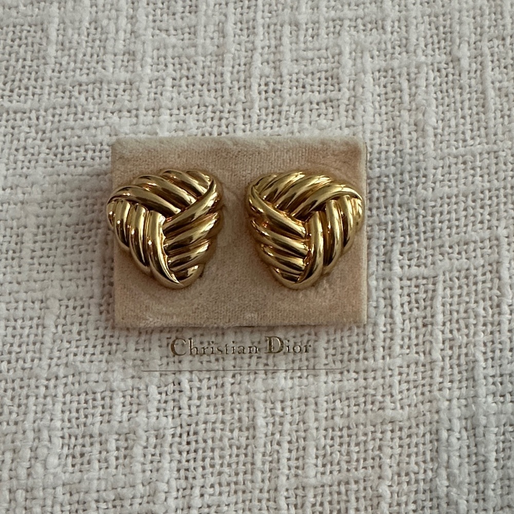 Vintage Dior Twisted Gold Earrings